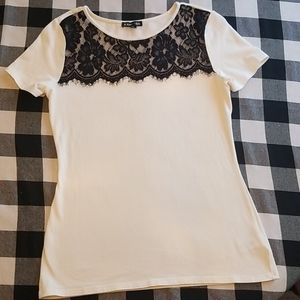 Express black and white scoop neck t